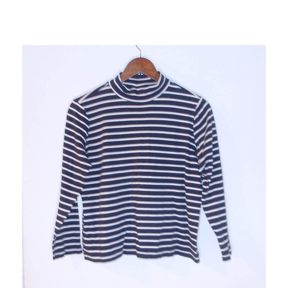 Kim Rogers Navy Turtleneck‎ Long Sleeve Top Layering Tee Shirt Sz PM / #5226